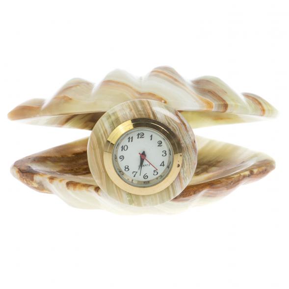 Часы «Ракушка» из оникса 10×10×5,5 см (3) 126435