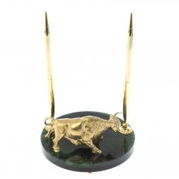 Статуэтка "Бык" из бронзы и нефрита 13,5х13,5х22,5 см