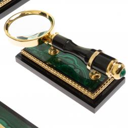 Письменный набор &amp;quot;Георгий Победоносец&amp;quot; из малахита Златоуст