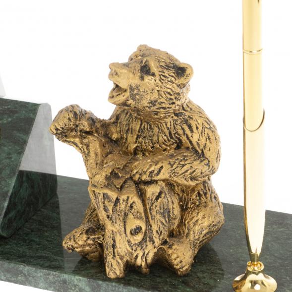 Флагшток с ручкой &amp;quot;Медведь на пне&amp;quot; из змеевика 129633