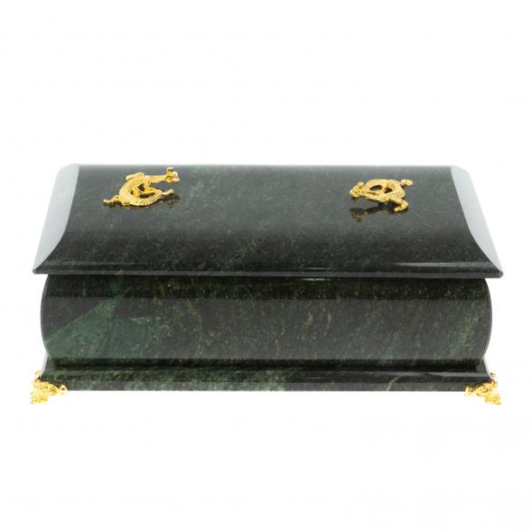 Шкатулка &amp;quot;Дуэт&amp;quot; из камня змеевик 19x10x7 см 112129