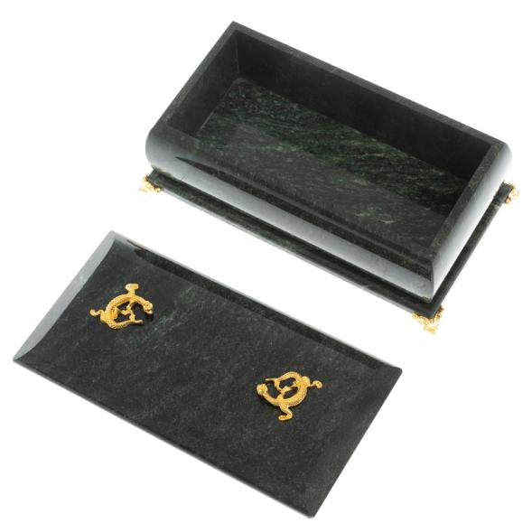 Шкатулка &amp;quot;Дуэт&amp;quot; из камня змеевик 19x10x7 см 112129