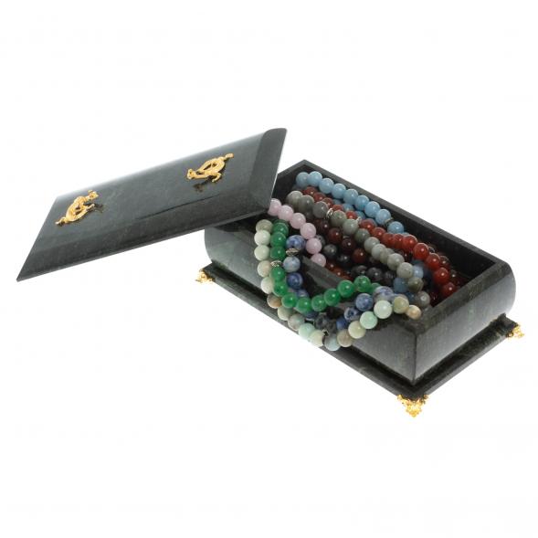 Шкатулка &amp;quot;Дуэт&amp;quot; из камня змеевик 19x10x7 см 112129