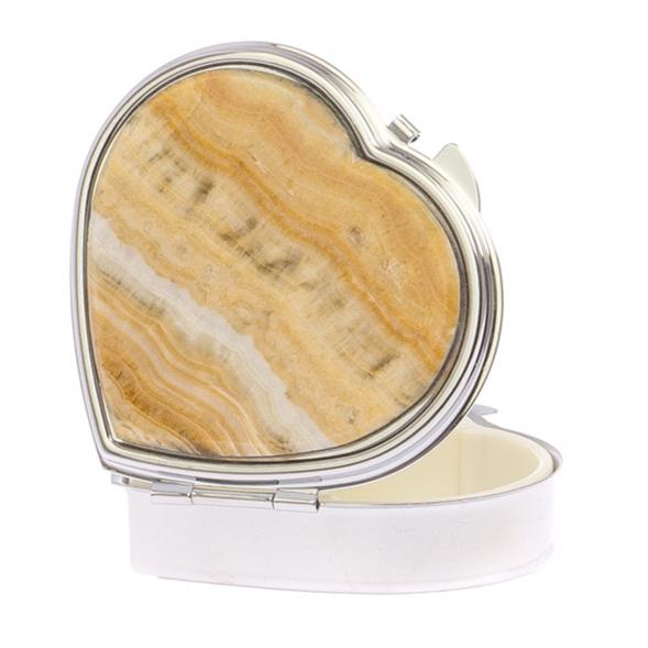 Таблетница &amp;quot;Сердце&amp;quot; на 3 отделения камень оникс цвет серебро 125685