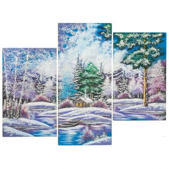 Картина модульная на камне &amp;quot;Домик в горах&amp;quot; 70х90 см 117376