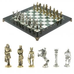 Шахматы подарочные &amp;quot;Галлы и Римляне&amp;quot; 36х36 см из мрамора и змеевика