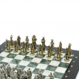 Шахматы подарочные &amp;quot;Галлы и Римляне&amp;quot; 36х36 см из мрамора и змеевика