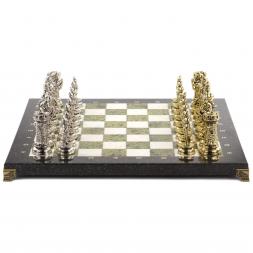 Шахматы подарочные &amp;quot;Средневековые рыцари&amp;quot; доска 44х44 см из камня мрамор и змеевик