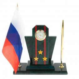 Настольный набор &amp;quot;Погон полковник ВС&amp;quot; змеевик