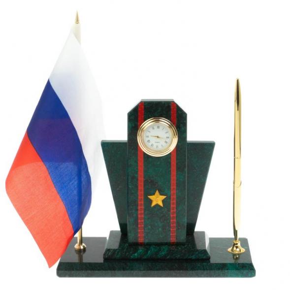 Настольный набор &amp;quot;Погон полковник ВС&amp;quot; змеевик 129489