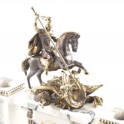 Письменный прибор из натурального мрамора и бронзы "Георгий Победоносец"