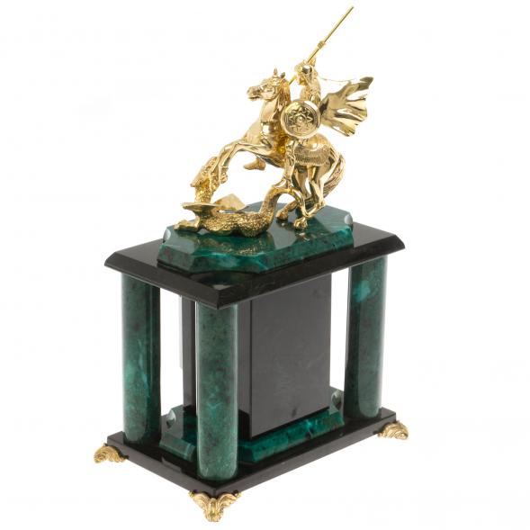 Каминные / настольные часы &amp;quot;Георгий Победоносец&amp;quot;  змеевик бронза 129831