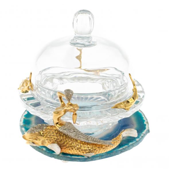 Икорница &amp;quot;Дары моря&amp;quot; камень агат 124079