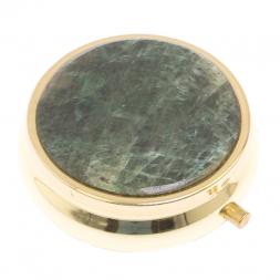 Таблетница на 3 отсека камень зеленый апатит цвет золото