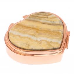 Таблетница &amp;quot;Сердце&amp;quot; на 3 отделения камень оникс цвет красное золото