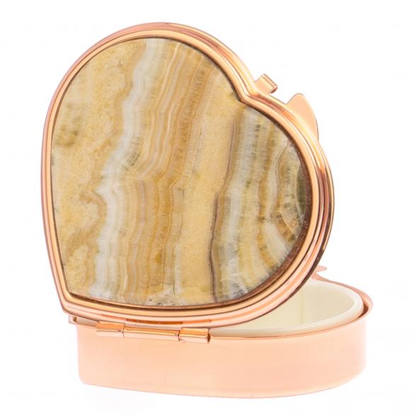 Таблетница &amp;quot;Сердце&amp;quot; на 3 отделения камень оникс цвет красное золото 125686