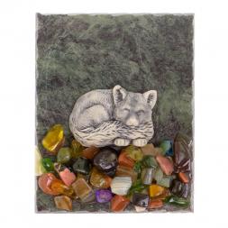 Магнит &amp;quot;Лисенок спит&amp;quot; змеевик мрамолит