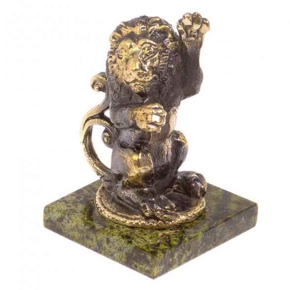 Сувенир из бронзы и змеевика &amp;quot;Лев сидит с поднятой лапой&amp;quot; 126359