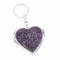 Складное зеркало брелок из сиреневого флюорита сердце