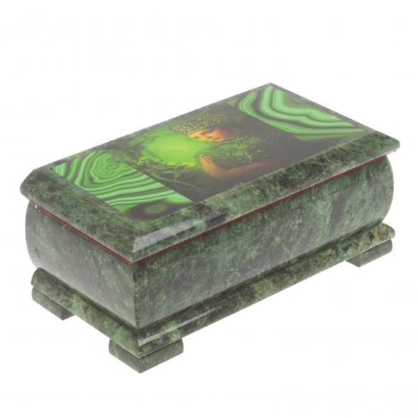 Шкатулка &amp;quot;Хозяйка медной горы&amp;quot; с иллюстрацией под малахит 18х9х8 см 127125