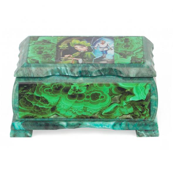 Шкатулка Хозяйка медной горы с иллюстрацией под малахит н2 17,5х10,5х8 см 118776