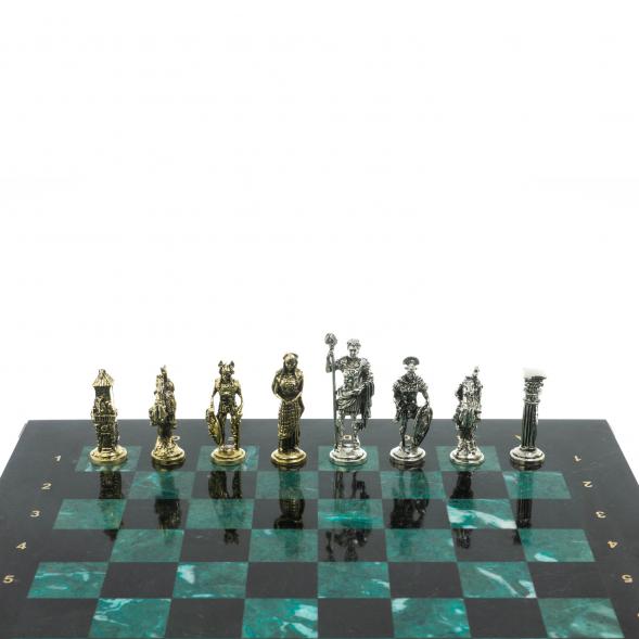 Шахматы подарочные &amp;quot;Галлы и Римляне&amp;quot; 36х36 см из змеевика 128229