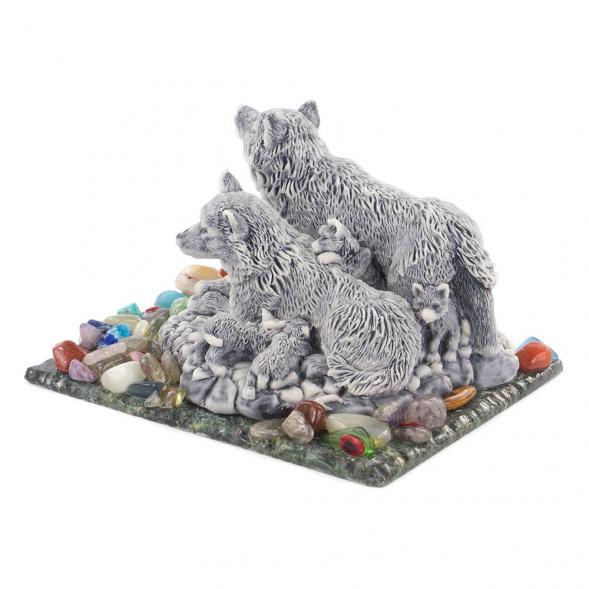 Сувенир &amp;quot;Семейство волков&amp;quot; из мрамолита 119820