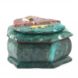 Каменная шкатулка "Ракушка" змеевик креноид 14х10х9 см