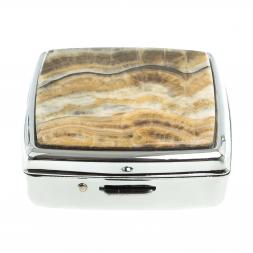 Таблетница на 2 отсека камень оникс цвет серебро