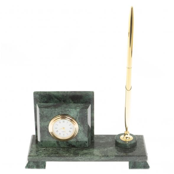 Настольная визитница из камня змеевик 113276