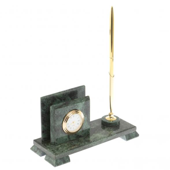 Настольная визитница из камня змеевик 113276