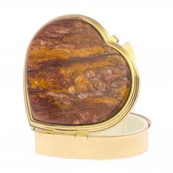 Таблетница &amp;quot;Сердце&amp;quot; на 3 отделения камень авантюрин цвет золото