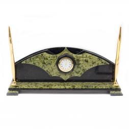 Настольный набор с ручками камень змеевик