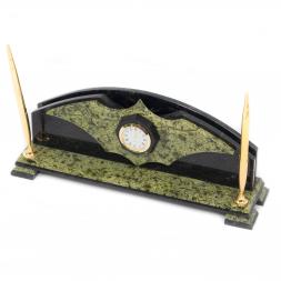 Настольный набор с ручками камень змеевик