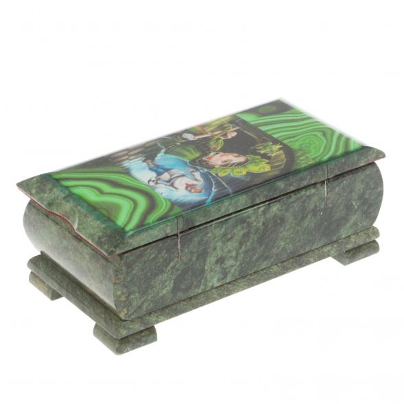 Шкатулка &amp;quot;Хозяйка медной горы и Данила Мастер&amp;quot; с иллюстрацией малахит 18х9х8 см 127126