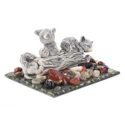 Сувенир "Лисята на бревне" из мрамолита