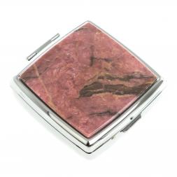 Таблетница на 2 отсека камень родонит цвет серебро