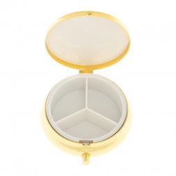 Таблетница на 3 отсека камень голубой апатит цвет золото