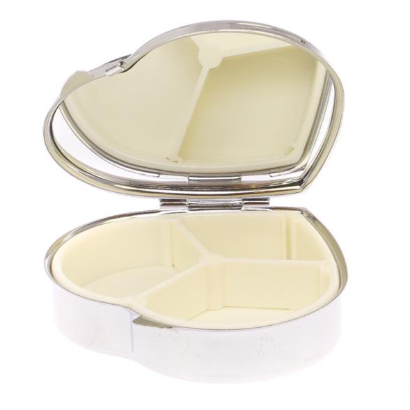 Таблетница &amp;quot;Сердце&amp;quot; на 3 отделения камень авантюрин цвет серебро 125688