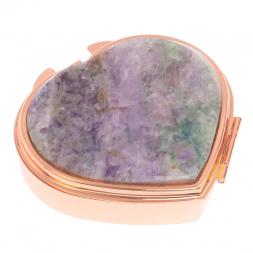 Таблетница &amp;quot;Сердце&amp;quot; на 3 отделения зеленый флюорит красное золото