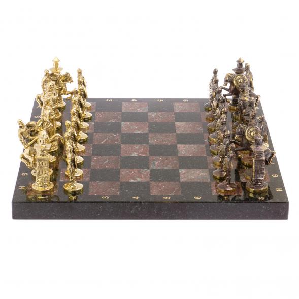 Шахматы настольные &amp;quot;Богатыри&amp;quot; змеевик креноид доска 40х40 см 126128