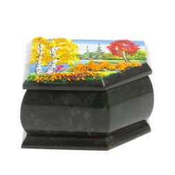 Шкатулка с расписной крышкой &amp;quot;Осень&amp;quot; 11х9х6,5 см