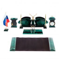 Настольный набор &amp;quot;Орел&amp;quot; из змеевика с бюваром