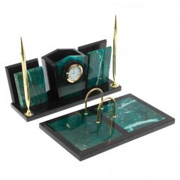 Настольный набор из змеевика "Галант" с часами