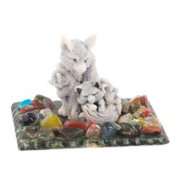 Сувенир "Лиса с лисятами" из мрамолита