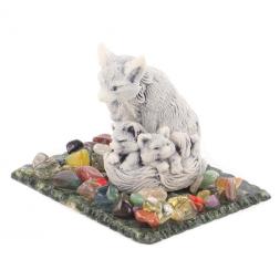 Сувенир "Лиса с лисятами" из мрамолита