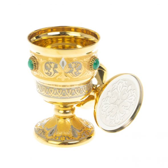 Набор из двух чарок для крепких напитков камень малахит Златоуст 128764