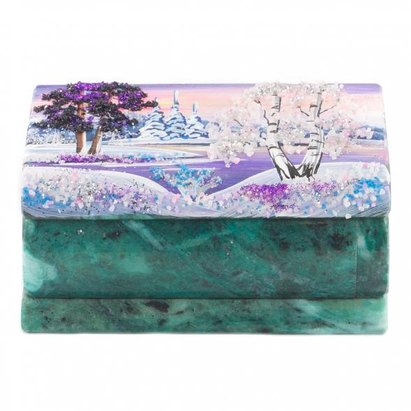 Шкатулка с расписной крышкой Зима 10,5х6,5х5 см 120098