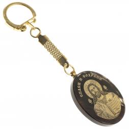 Брелок-оберег с молитвой "Спаситель" камень обсидиан