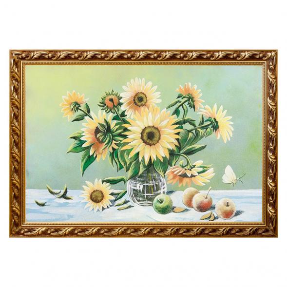 Картина &amp;quot;Натюрморт подсолнухи&amp;quot; багет 46х66 см рисунок каменная крошка 111748